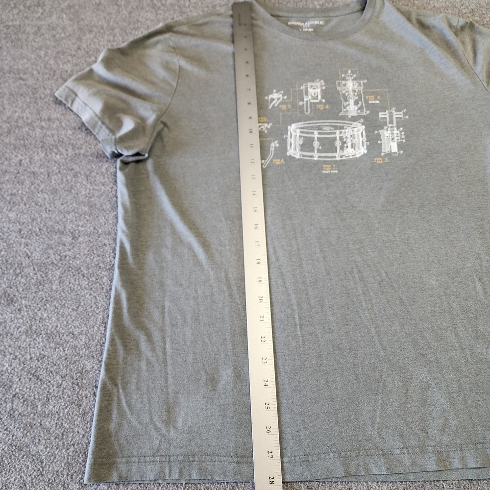 Banana Republic XL Gray Snare Drum Blueprint Graphic T Shirt Cotton Blend Tee - Picture 5 of 6